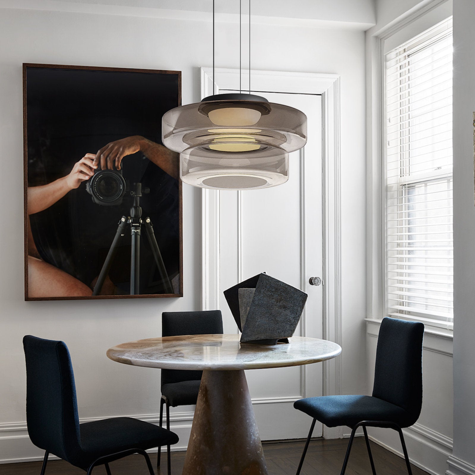 Suspension moderne verre design style Bauhaus