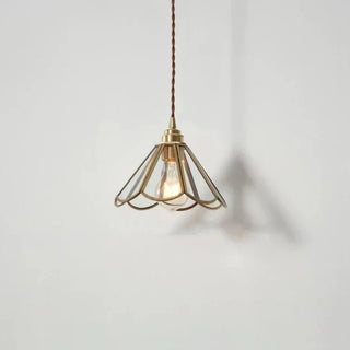 Suspension vintage en verre et laiton géométrique