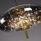 Suspension design moderne verre fumé et LED dorées