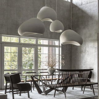 Suspension design moderne en résine blanche Wabi Sabi