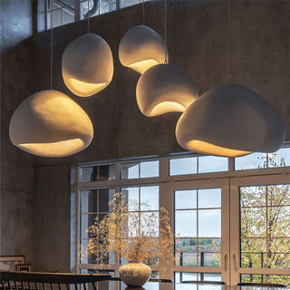 Suspension design moderne en résine blanche Wabi Sabi