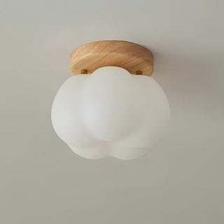 Plafonnier japonais design bois et verre dépoli