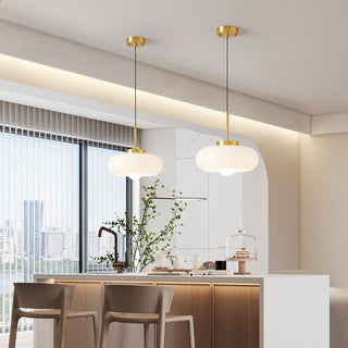 Suspension moderne verre et cuivre design Halvin