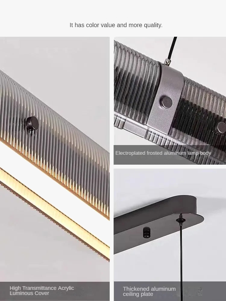 Suspension LED design moderne argentée linéaire