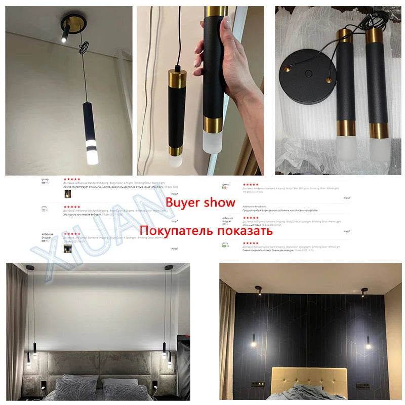 Suspension design moderne LED métal noir et doré