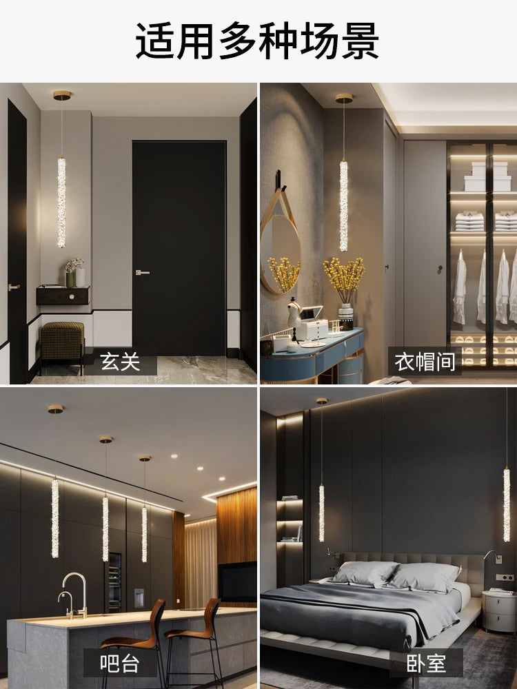 Suspension design cristal LED moderne luxe dorée