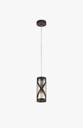 Suspension design industrielle métal noir triple pendants