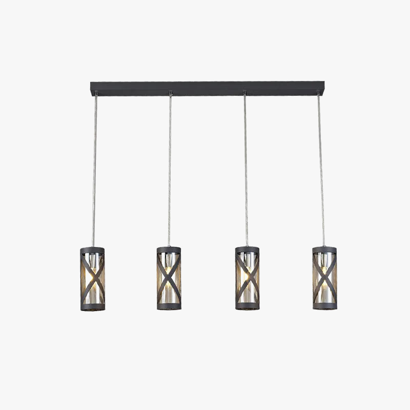 Suspension design industrielle métal noir triple pendants