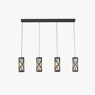 Suspension design industrielle métal noir triple pendants
