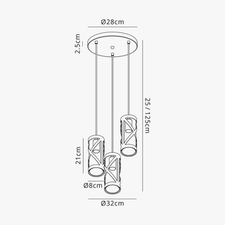 Suspension design industrielle métal noir triple pendants