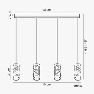 Suspension design industrielle métal noir triple pendants
