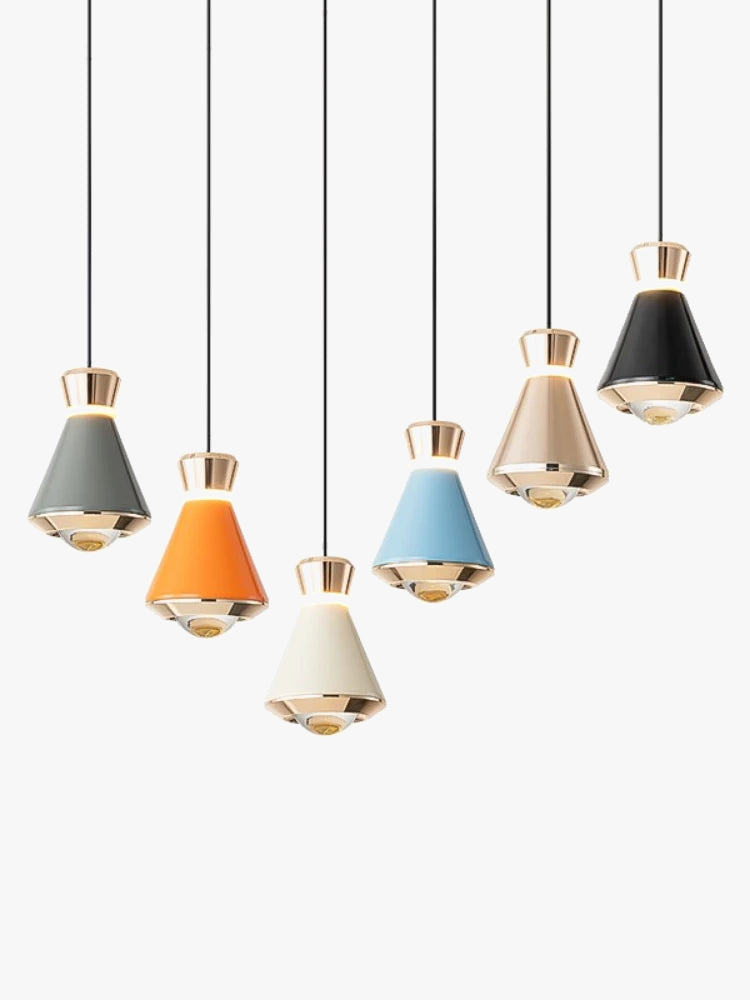 Suspension design moderne multicolore en métal doré