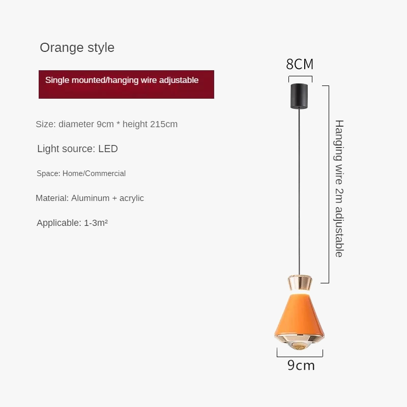 Suspension design moderne multicolore en métal doré