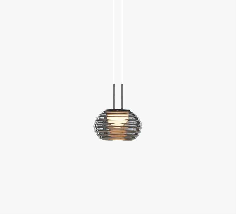 Suspension moderne design verre gris LED minimaliste