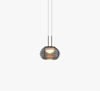 Suspension moderne design verre gris LED minimaliste