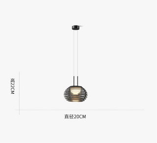 Suspension moderne design verre gris LED minimaliste