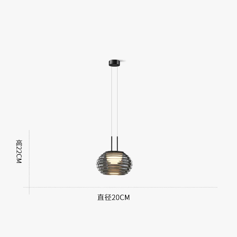 Suspension moderne design verre gris LED minimaliste