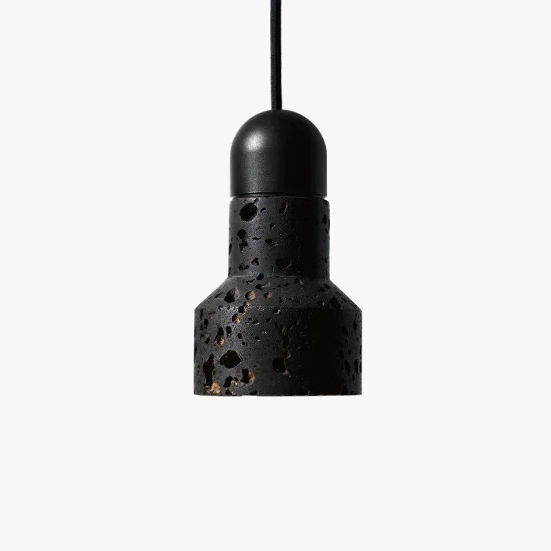 Suspension design minimaliste en pierre volcanique noire