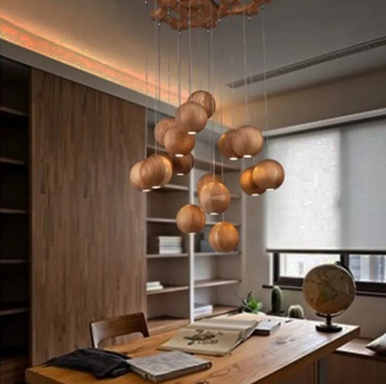 Suspension LED Bois Massif Nordique