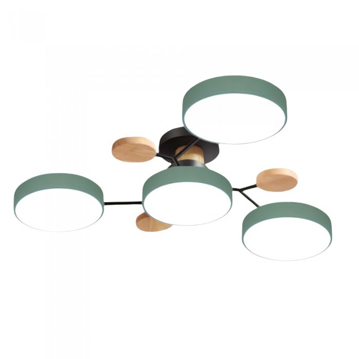 Plafonnier LED design scandinave bois et métal vert
