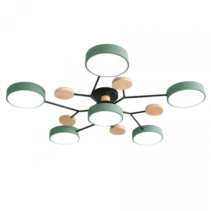 Plafonnier LED design scandinave bois et métal vert