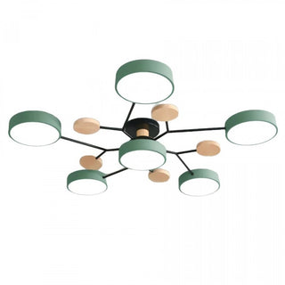 Plafonnier LED design scandinave bois et métal vert