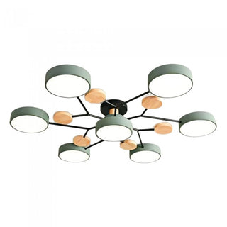 Plafonnier LED design scandinave bois et métal vert