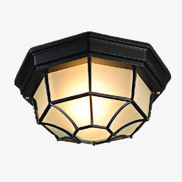 Plafonnier hexagonal art déco noir à grilles