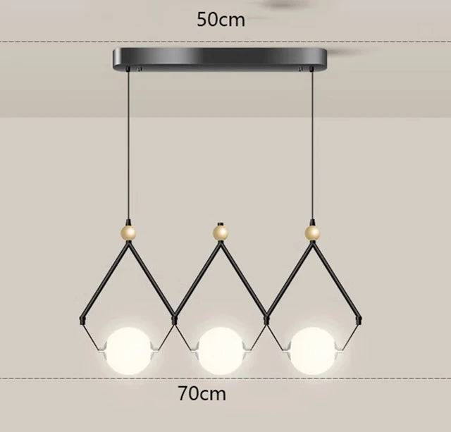 Suspension 3 lampes au design mixte nordique et moderne