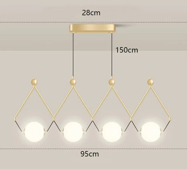 Suspension 3 lampes au design mixte nordique et moderne