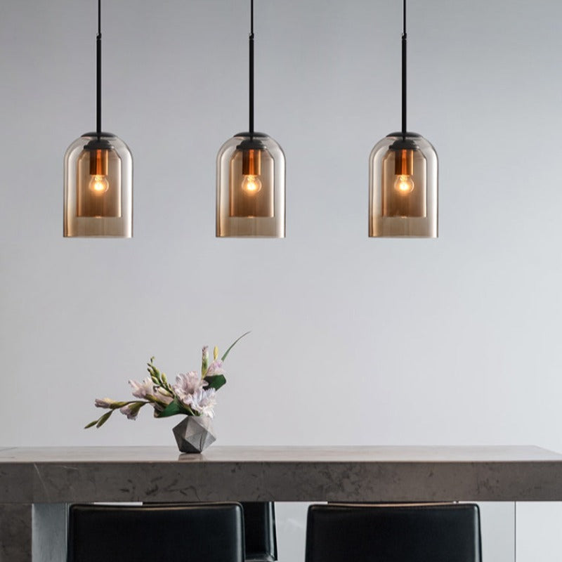 Suspension design verre double paroi style moderne