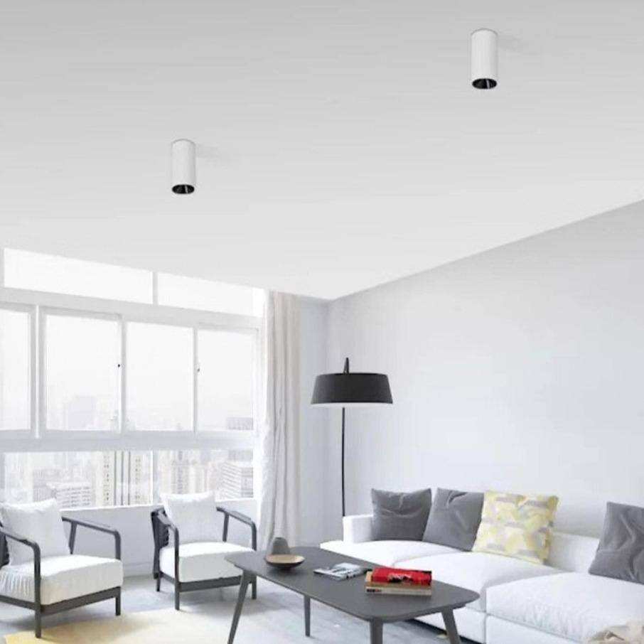 Suspension cylindrique LED design en métal blanc