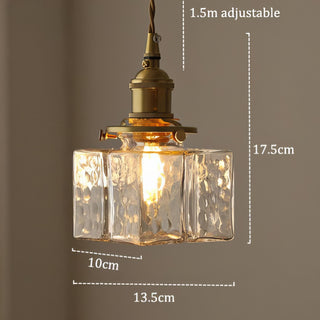 Suspension vintage en verre et métal doré design
