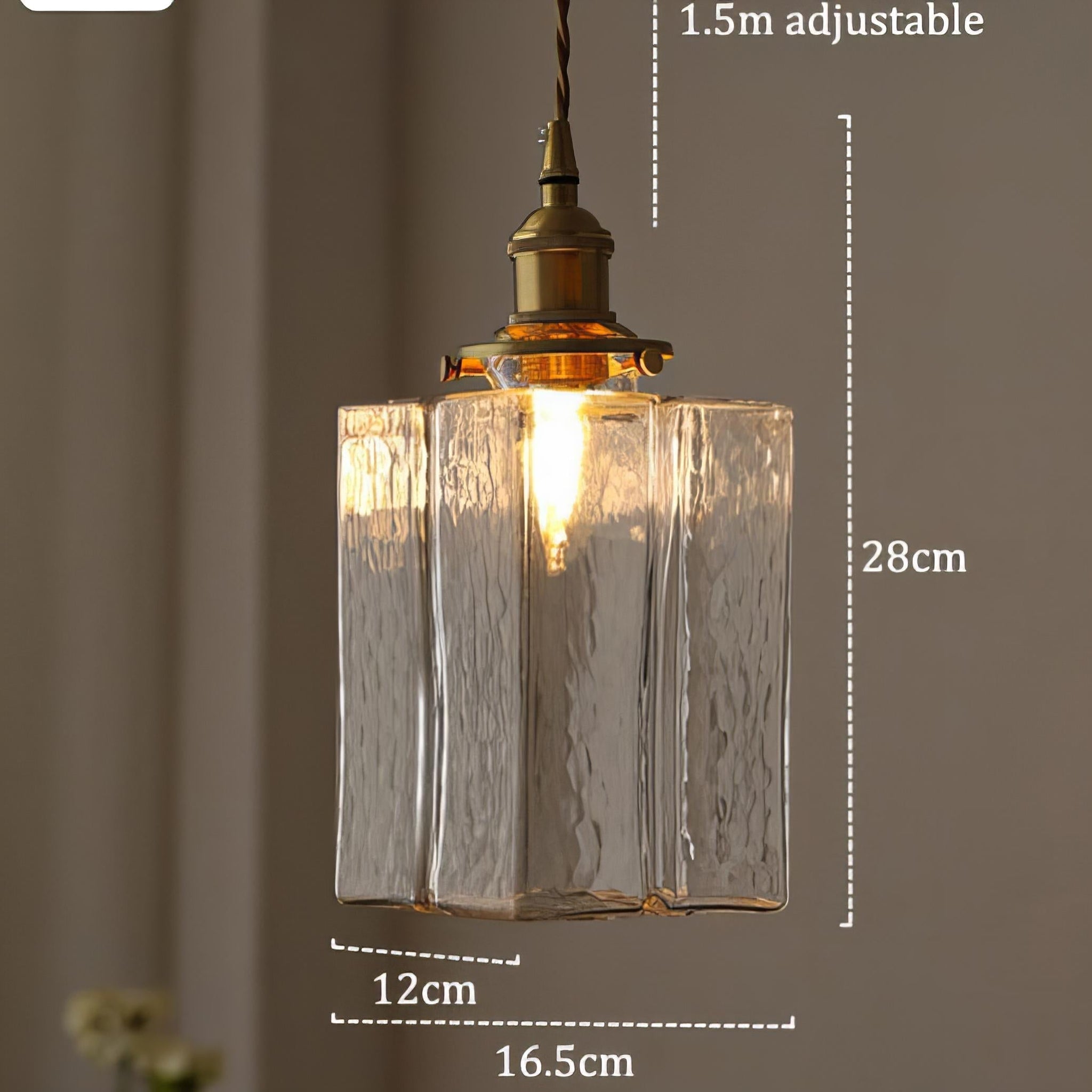 Suspension vintage en verre et métal doré design
