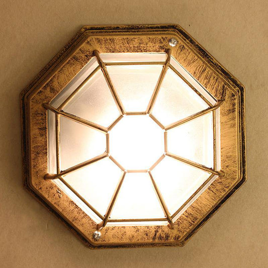 Plafonnier extérieur vintage octogonal en aluminium grillé