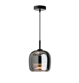 Suspension design verre noir effet miroir moderne