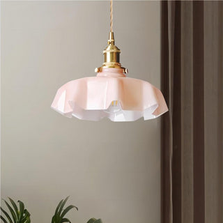 Suspension vintage verre motif floral finition laiton