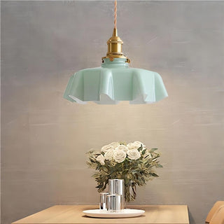 Suspension vintage verre motif floral finition laiton