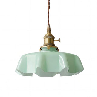 Suspension vintage verre motif floral finition laiton