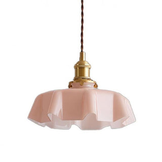 Suspension vintage verre motif floral finition laiton