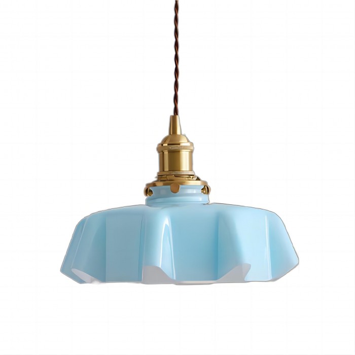Suspension vintage verre motif floral finition laiton