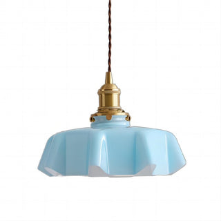 Suspension vintage verre motif floral finition laiton