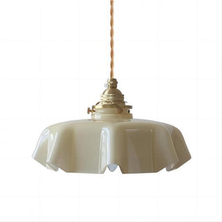 Suspension vintage verre motif floral finition laiton