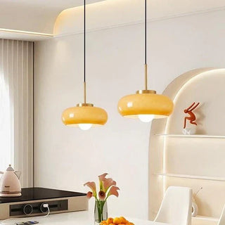Suspension moderne verre et cuivre design Halvin