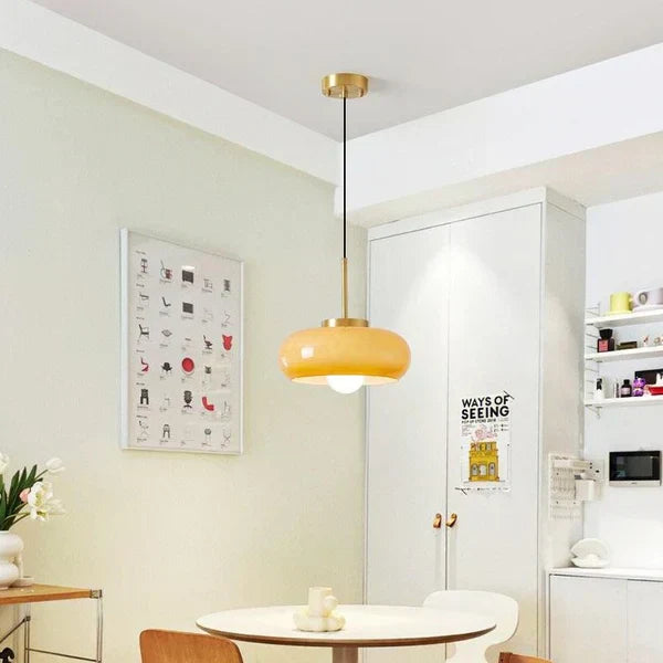 Suspension moderne verre et cuivre design Halvin