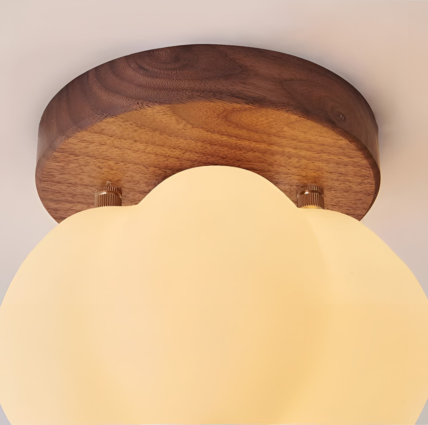 Plafonnier japonais design bois et verre dépoli