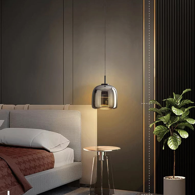 Suspension design verre noir effet miroir moderne