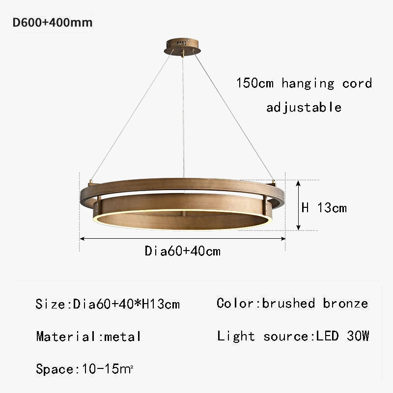 Suspension LED en bronze pour salle à manger