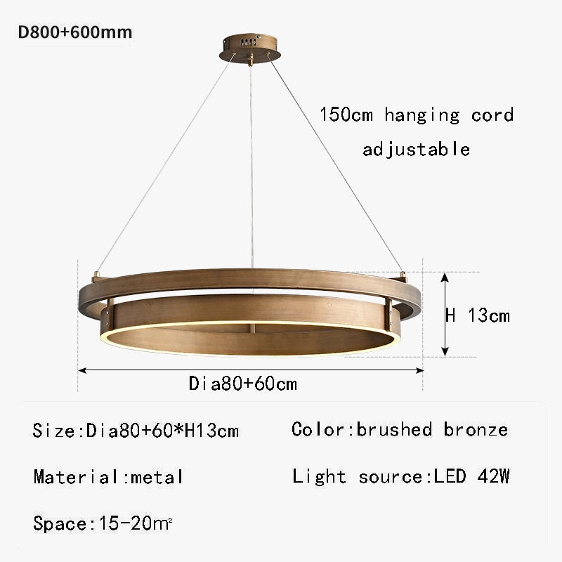 Suspension LED en bronze pour salle à manger