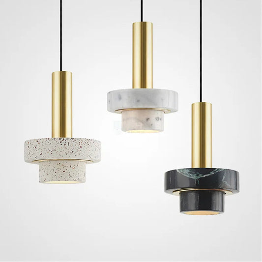 Suspension design marbre et métal doré moderne luxe